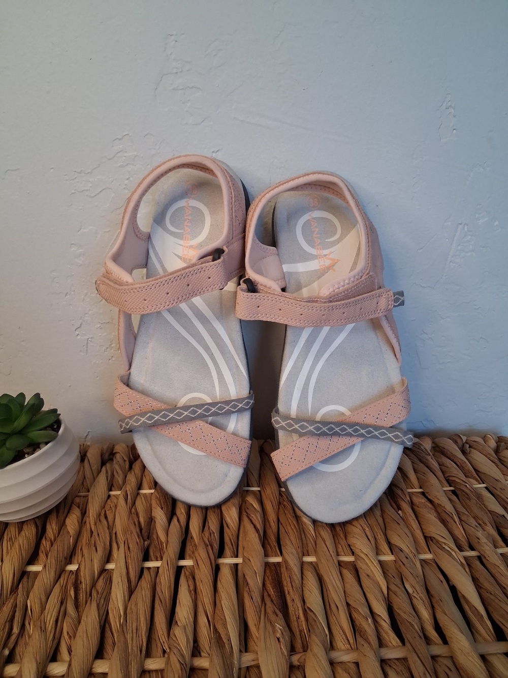Wanabee Pink & Gray Strappy Athletic Walking Sandals | Size 38 (US 7.5) - Picture 5 of 7